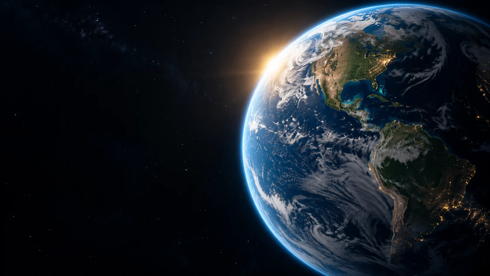 Ilustração do planeta Terra iluminado pelo sol.